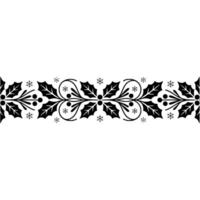 Stylized Holly and Snowflakes Border, Vintage Festive vector