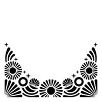 Stylized Black White Decorative Corner Frame with Starbursts vector