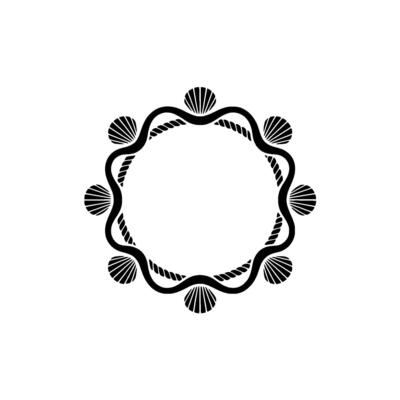 Stylized Seashell Frame, Minimalist Oceanic, Circular