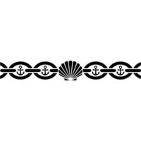 Nautical Border Anchor Shell Decorative Element, Marine vector
