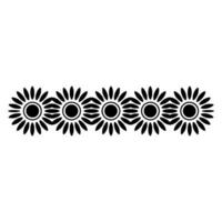 Minimalist Sunflower Row, Simple Black White vector