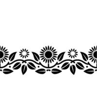 Stylized Sunflower Border, Vintage Floral, Element - Decorative vector