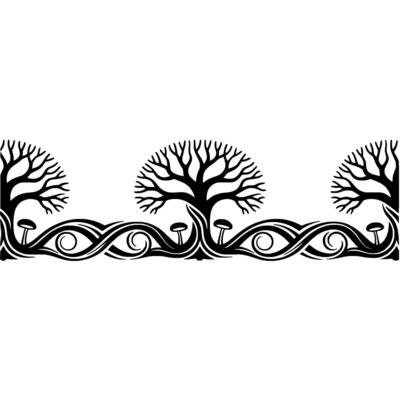 Stylized Tree Border, Celtic Motif, Vintage Illustration