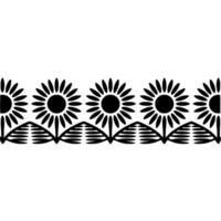 Stylized Sunflower Border, Retro, Simple Line Art vector