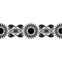 Stylized Sunflower Border, Vintage Decorative Element - Pattern - Floral vector