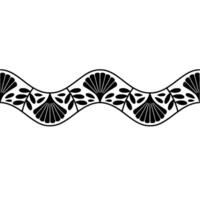 Stylized Wave Border, Black White Botanical Motif vector