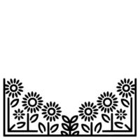 Minimalist Floral Border, Simple Line Art vector