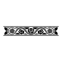 Elegant Black Rose Border, Vintage Decorative Element - Lineart vector