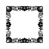 Botanical Square Frame, Elegant Black Silhouette vector