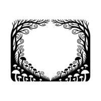 Enchanted Forest Frame, Whimsical Woodland Border vector