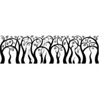Stylized Forest Border, Minimalist Tree Silhouette vector