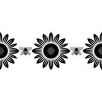 Minimalist Sunflower Border, Bee Motif, Serene vector