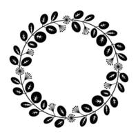 Minimalist Botanical Wreath, Elegant Border, Circular vector