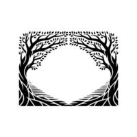 Stylized Tree Frame, Minimalist Botanical Border - Foliage vector