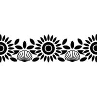 Oceanic Bloom Stylized Sunflower Shell Border vector