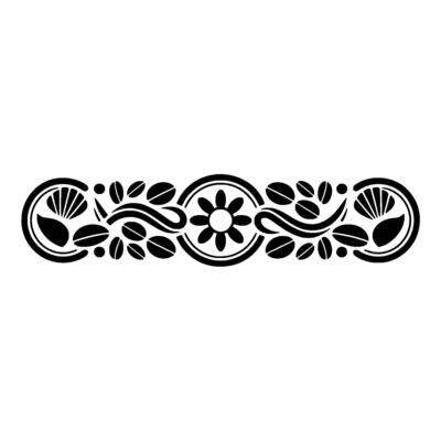 Elegant Black Floral Border, Vintage Element, Shells