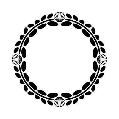 Oceanic Circle Black and White Seashell Border