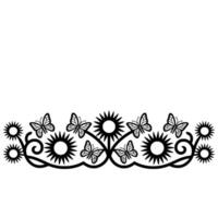 Floral Butterfly Border Elegant Black White vector