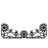 Floral Border, Bee Motif - Simple Illustration vector
