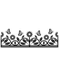 Elegant Botanical Border, Butterfly Accents vector