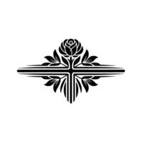 Elegant Floral Emblem, Cross-Inspired vector