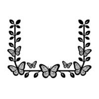 Elegant Butterfly Frame, Botanical Border, Minimalist vector