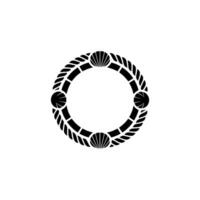 Nautical Circle Emblem, Seashell Rope Motif vector