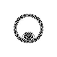 Woven Rose Circle, Minimalist Emblem vector