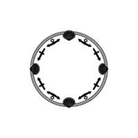 Nautical Circle Frame Anchors, Shells, and Rope vector