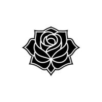 Geometric Black Rose Emblem, Minimalist Floral - Outline vector
