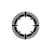 Nautical Compass Rose Emblem, Vintage Style - Circular vector