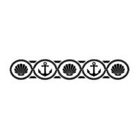 Nautical Border Anchor, Shells, and Rope Decorative Element vector