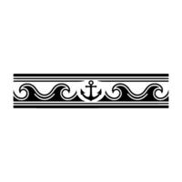 Nautical Border Anchor, Waves, and Classic Elegance vector