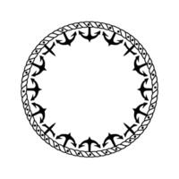 Nautical Circle Anchor Rope Border, Decorative vector
