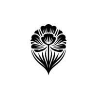Intricate Floral Emblem, Stylized Black Silhouette vector
