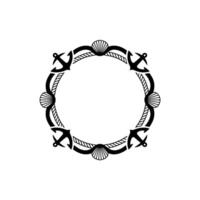 Nautical Circle Frame Anchor, Shells, and Rope vector