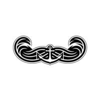 Nautical Emblem Anchor Waves - Vintage Style vector