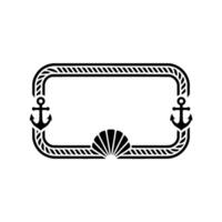 Nautical Frame Anchor Shell Ornament, Vintage Style vector