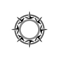 Nautical Compass Rose, Vintage Style, Circular Emblem, Rope vector