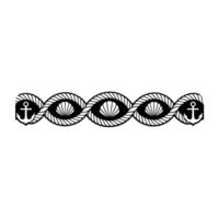 Nautical Border Anchor, Rope, and Seashell Motif, Decorative vector