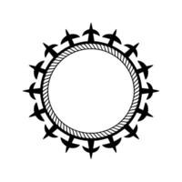 Circular Bird Motif, Nautical Border, Minimalist vector