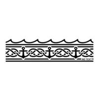 Nautical Border Anchor Wave Element vector
