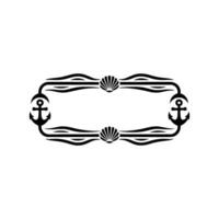 Nautical Frame Anchor, Shells, and Wave Border vector