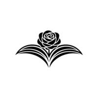 Elegant Black Rose Tribal Emblem, Minimalist Floral vector