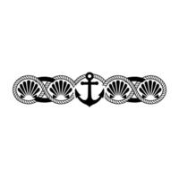 Nautical Emblem Anchor, Shells, and Rope Border, Marine vector