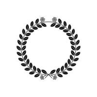 Elegant Black Laurel Wreath, Floral Accent, Minimalist vector