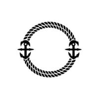 Nautical Anchor Rope Circle Emblem, Vintage Style vector