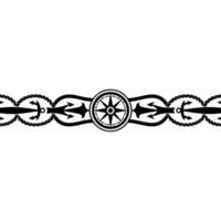 Nautical Border Anchor Compass Decorative Element vector