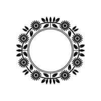 Stylized Floral Border, Minimalist, Circular Frame vector