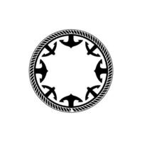 Nautical Emblem Circular Mariners Seal with Bird Motif vector